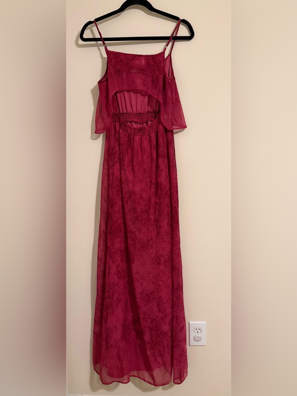 MAXI DRESS Urban Outfitters CHIFFON Fuchsia Pink Berry Staring At Stars // Small - Picture 6 of 9